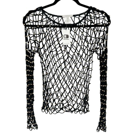 NWT VEVERET Beaded Open Stitch Sweater‎ Whimsigoth Festival Dark Romantic Size S - Picture 5 of 13